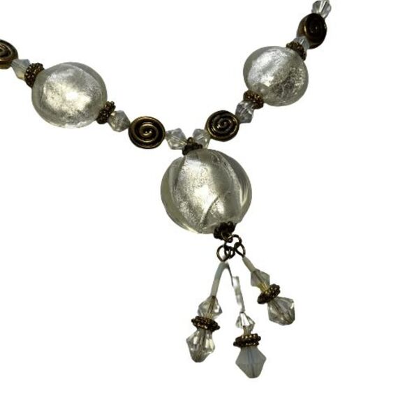 You & I Gold Tone & White Glass Bead 16-18" Beaded Necklace - Picture 2 of 6